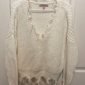 White Distressed Sweater